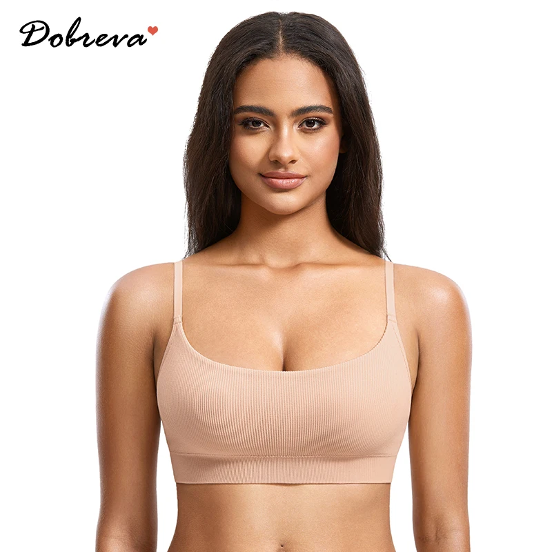 DOBREVA Women's Bralettes No Underwire Bras Support Padded Wireless Seamless Bra With Removable Pads