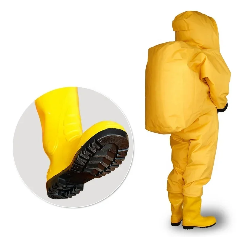 

2026ATI-FIRE Wholesale High-quality Fully Enclosed Chemical Protective Suit suitable with SCBA