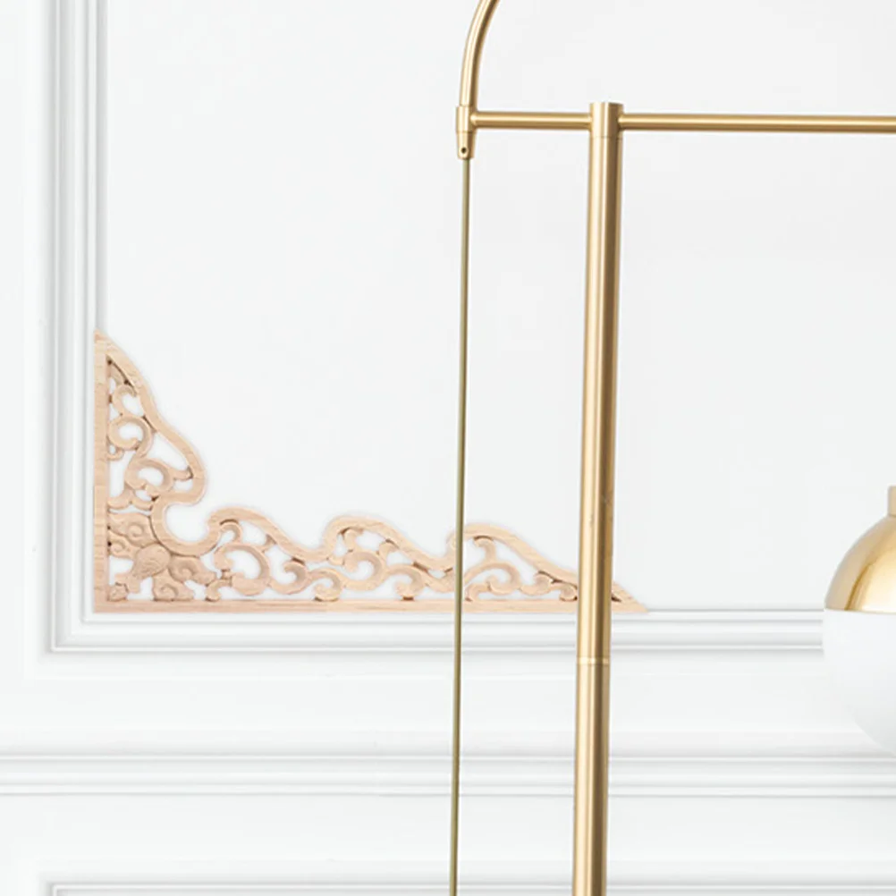 

4Pcs Unpainted Hand Carved Wooden Appliques Corner Onlays for Furniture Wall Cabinet Bed DIY Decorative Trim Corner Mouliding