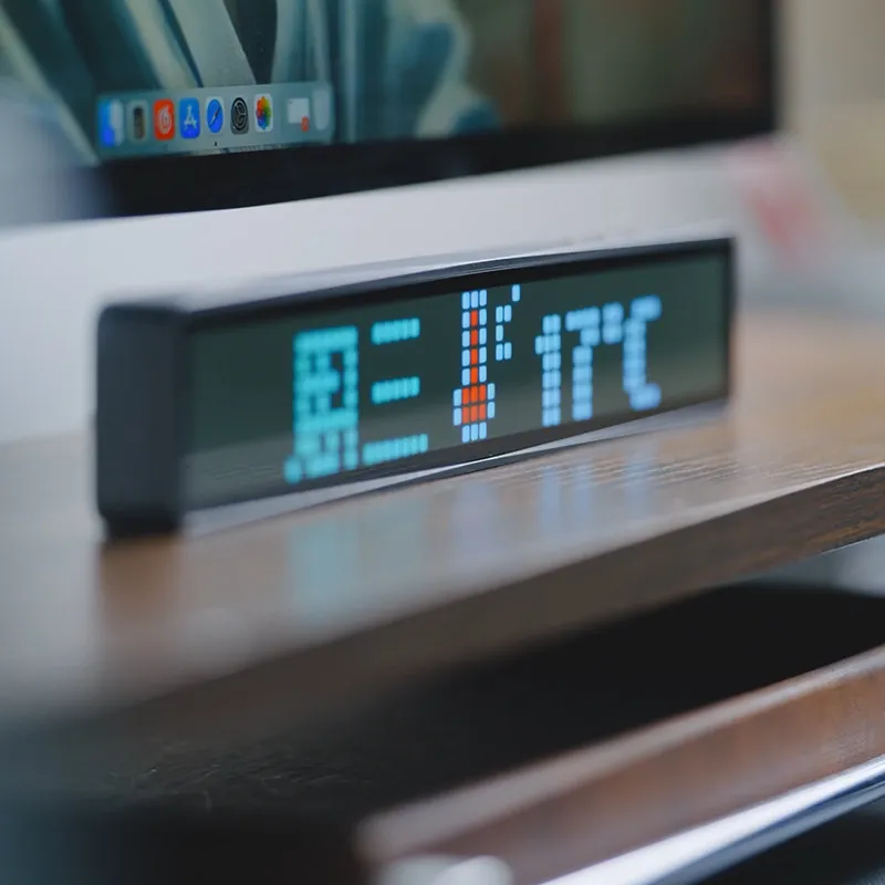 LED dot matrix pixel clock pickup voice-activated music spectrum light WiFi network time Weather display desk clock
