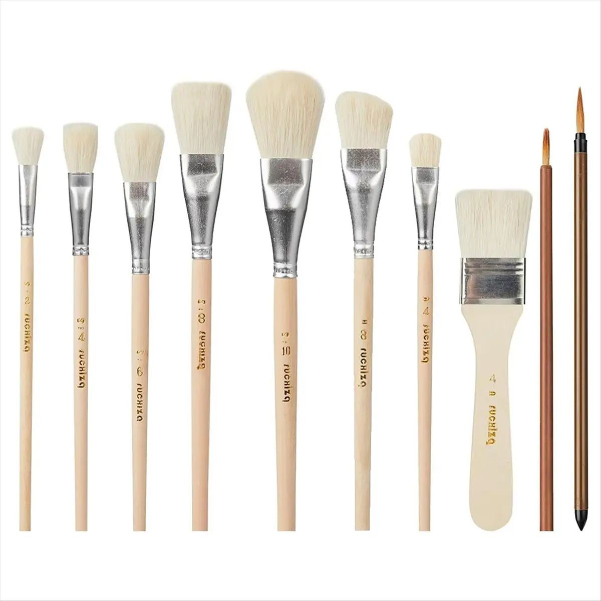 MALL Mop Brush for Acrylic Painting,10 PCS Glaze Brushes for Pottery Goat Hair Blend Mop Brush Set for Pottery Acrylic Paint