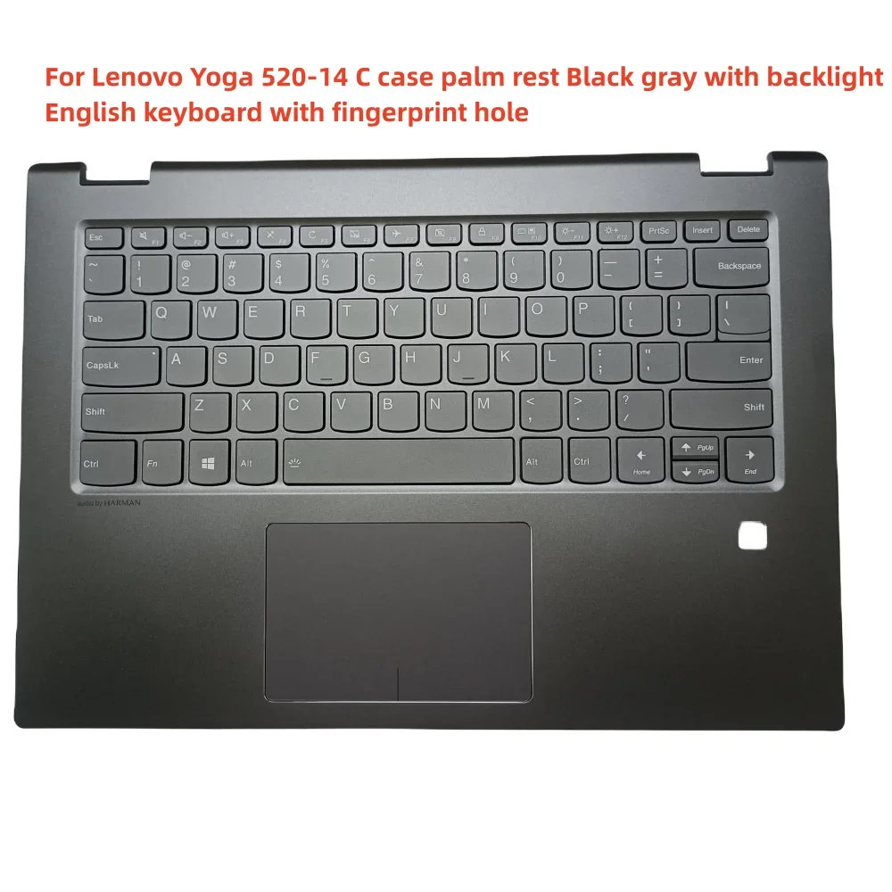 Imagem -02 - Teclado Inglês com Retroiluminação Superior Prata c Shell Palmrest para Lenovo Yoga 52014ikb Flex 1470 Yoga 520-14 Novo Original