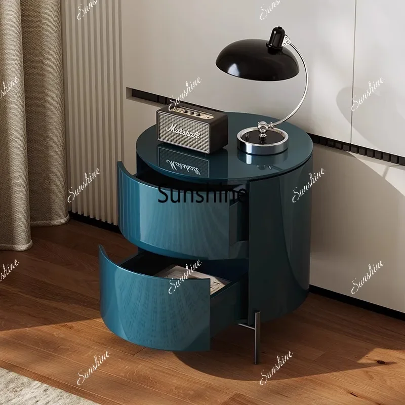 

Organizer Acrylic Bedside Table Drawers Bedroom Mid Century Modern Nightstand Simple Low Mesa De Noche Space Saving Furniture F