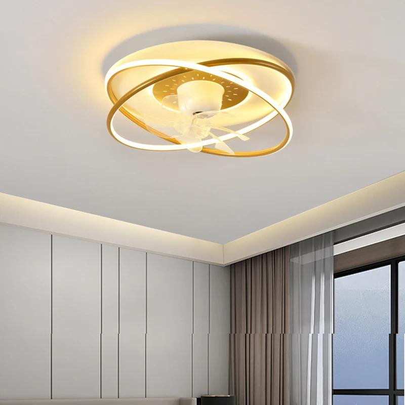 

Bedroom 360° shaking head ceiling fan light living dining room intelligent silent variable frequency ceiling fan chandelier lamp