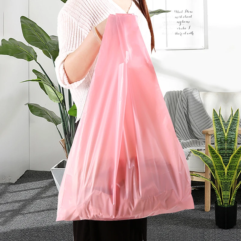 30Pcs/lot Large Plain Plastic Grocery Bags T-Shirt Bags Big Size Plastic Bags with Handles For Gifts Retail Bags Heavy Duty