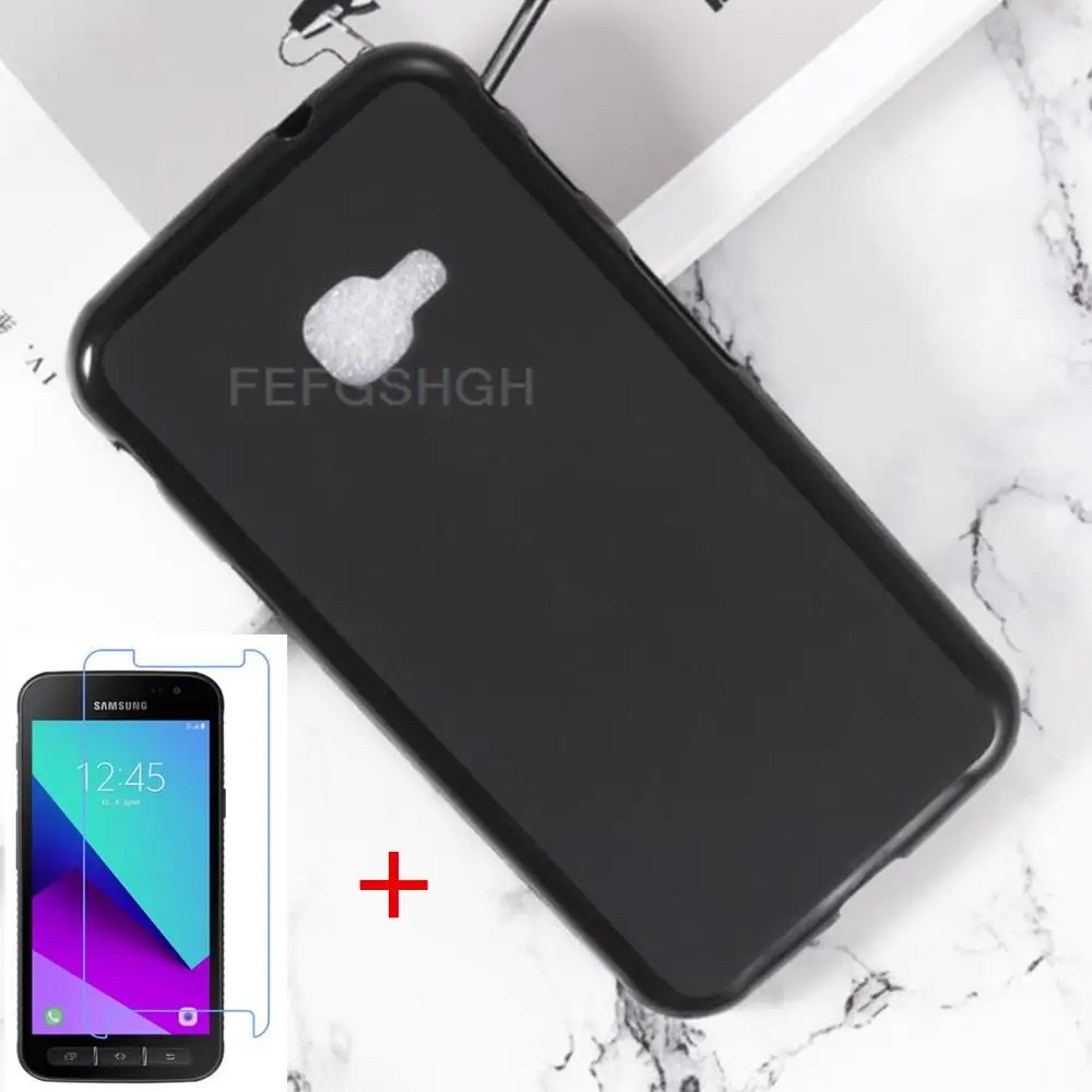 Anti-knock Soft TPU Phone Case For Samsung Galaxy Xcover 4 4S SM-G390F Silicone Caso Cover Bumper Tempered Glass