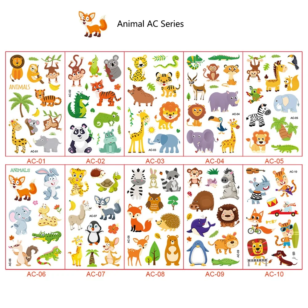 10 أوراق/مجموعة وشم لطيف مقاوم للماء وهدايا الحفلات وحيوانات الديناصورات والمحيطات #3