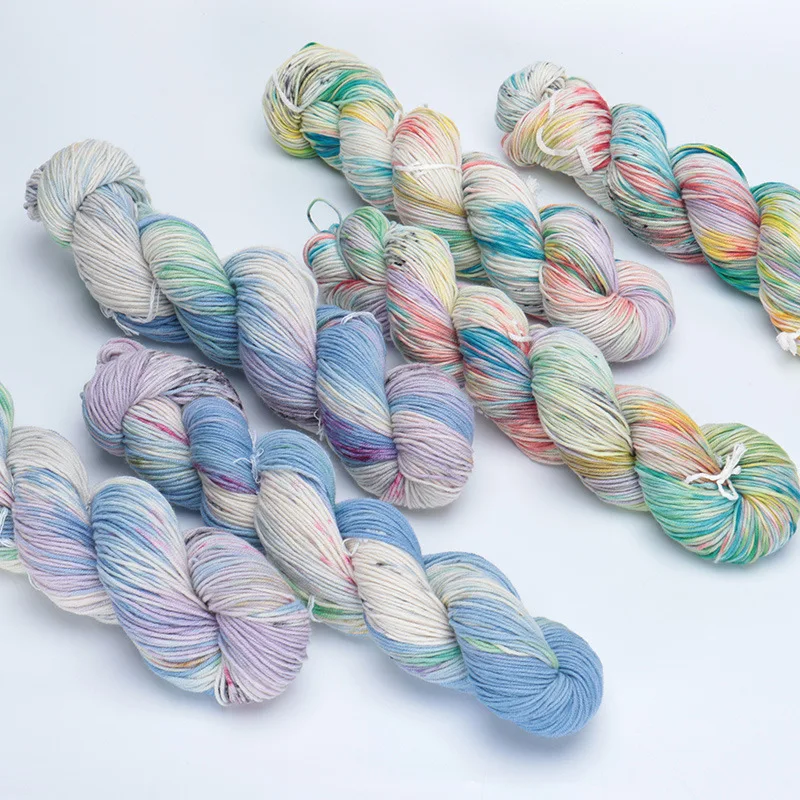

100 г 300 метров окрашенная шерстяная пряжа ручной работы для вязания крючком свитер шарф градиент цвета хлопковая шерстяная пряжа