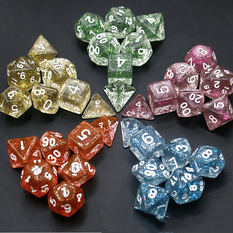 

7pcs Glitter Color RPG Dice Set for Dungeons & Dragons - Great for RPG, DND, MTG as Gamer Dice or Board Gaming Dice