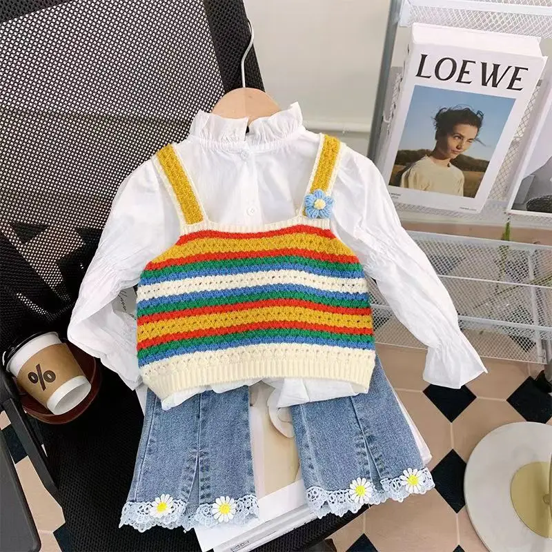 

Kids Girls Spring And Autumn Set 2023 New Children's Clothing Fashionable Children's Clothing Three Piece Set For Little Girls