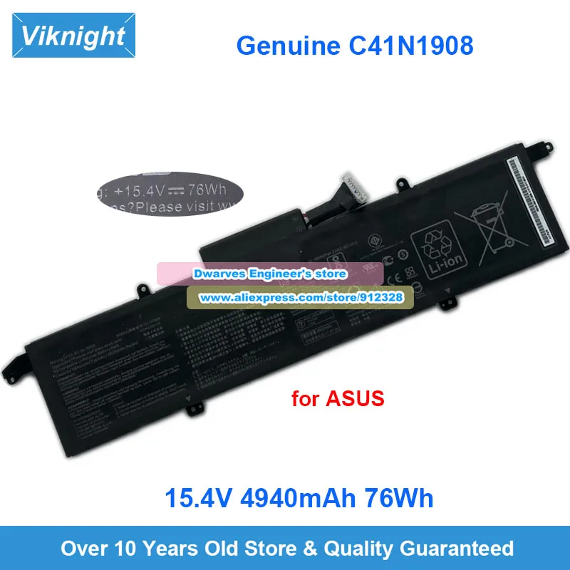 

Genuine C41N1908 Laptop Battery 15.4V 4940mAh 76Wh for Asus ROG Zephyrus G14 GA401IH GA401II GA401IU GA401IV