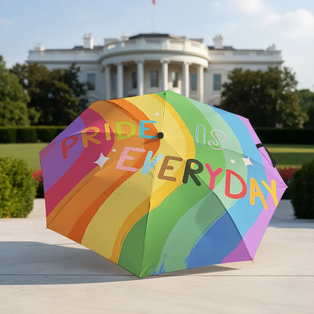 Rainbow Pride Umbrella - Celebrate Diversity Everyday Compact Fashion Folding Umbrella for Daily Use, Christmas Gift