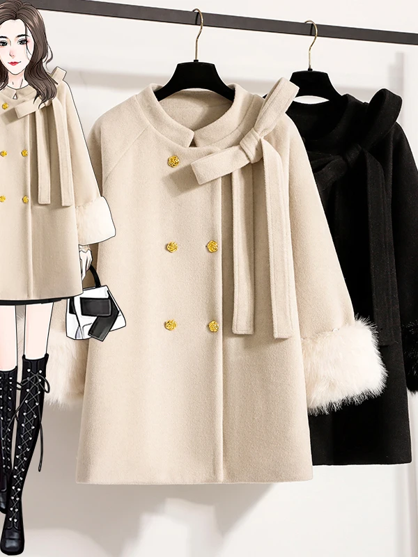 Authentic Cashmere Coat Elegant Long Style for Rich Girls Celebrity Women's Coat Thick Winter Coat Polyester Wool Blend