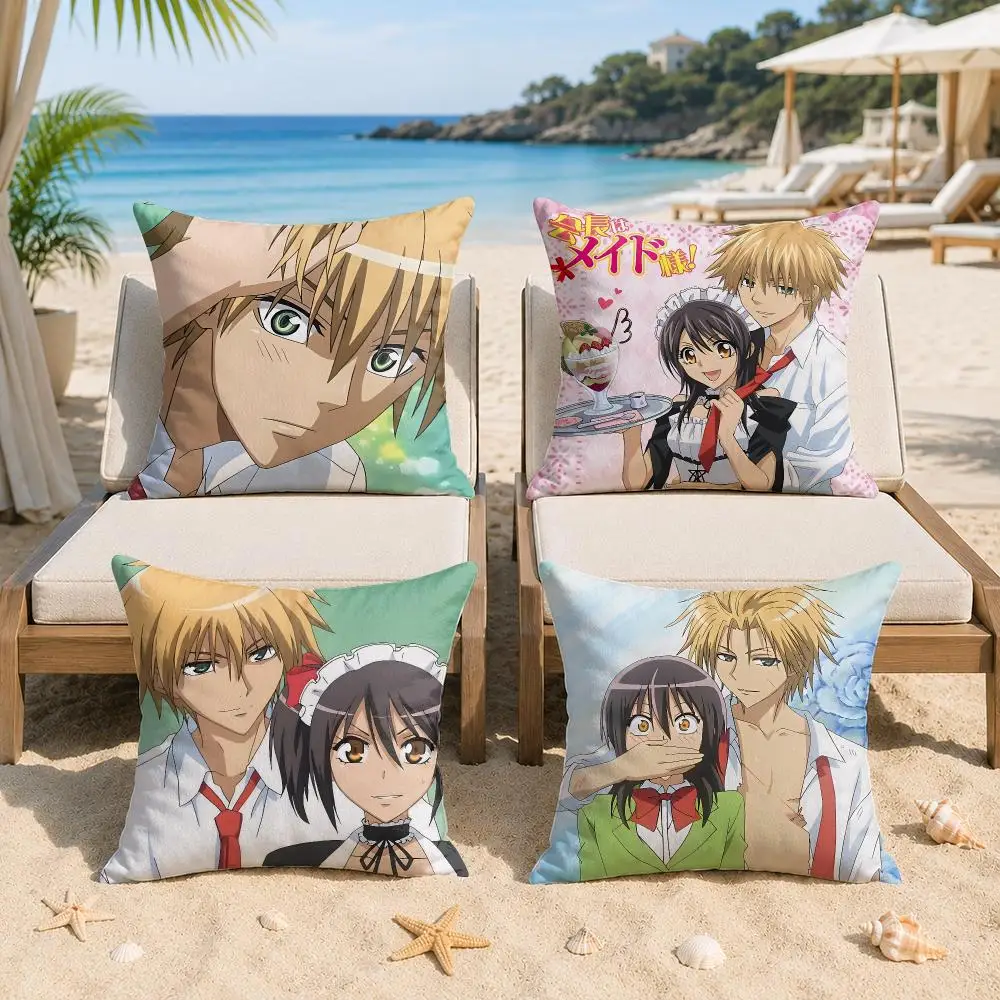 M-Maid Sama Japan Anime Cushion Cover Silky Short Plush Invisible Zipper Dustproof Sofa Pillow Case For Home Decor