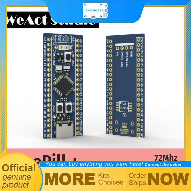 WeAct STM32F103C8T6/CBT6 Bluepill Plus ARM Development Board, STM32F1 Minimum System Module