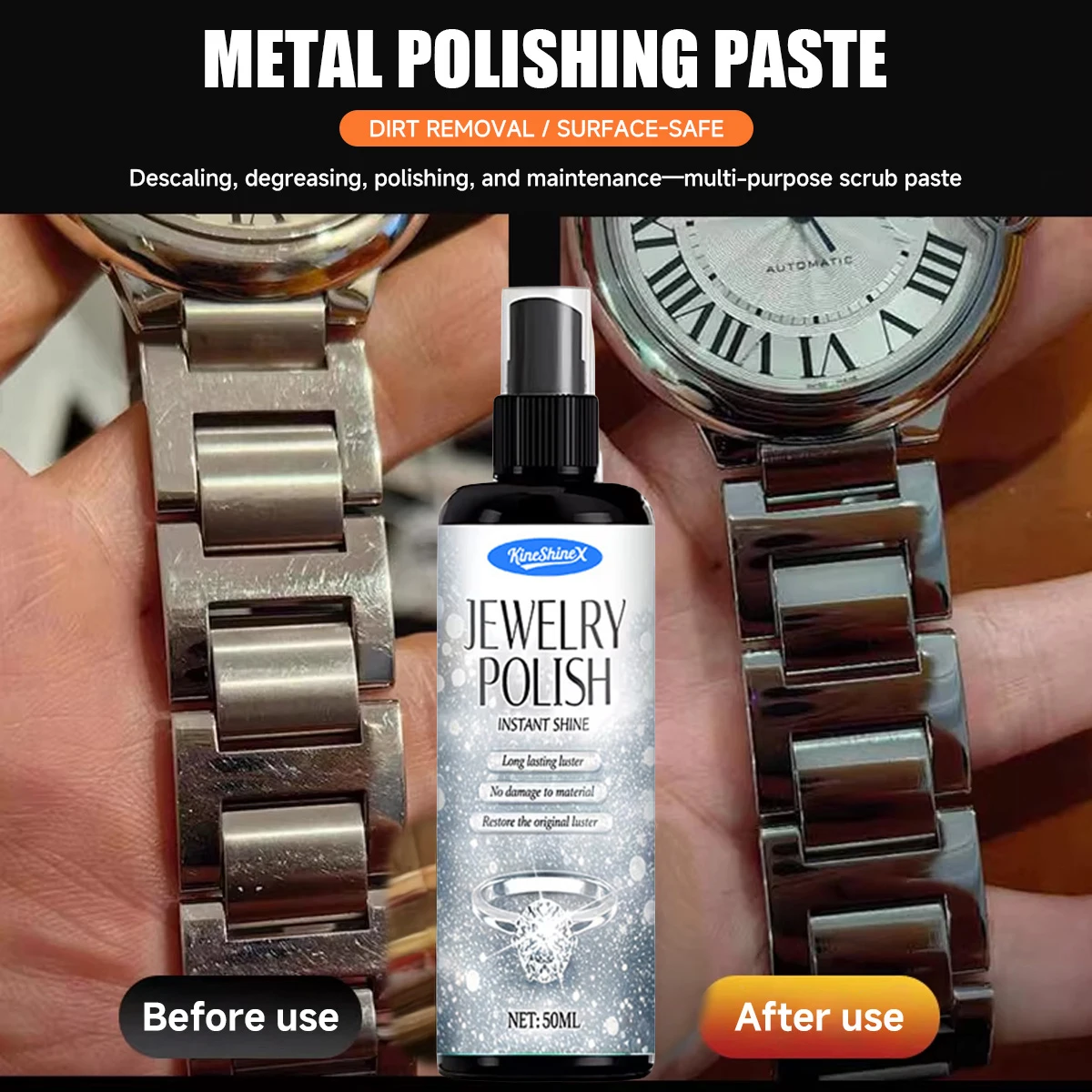 Latest Jewelry Polish Spray Quickly Removes Oxidation Restoresfor Watches Jewelry - Stainless Steel & Metal Oxidation Remover
