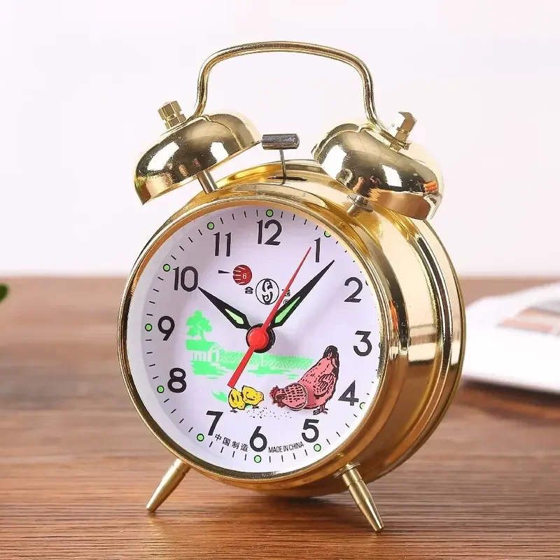 2026Mechanical Alarm Clock for Vintage Style Creative Metal Student Bedroom Large Bell Sound Bedside Table Desktop Clock Alarm