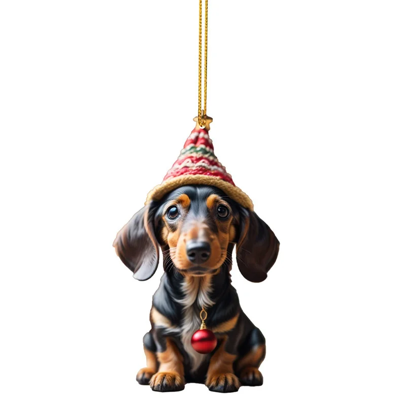 Christmas Tree Hanging Ornaments Dachshund Dog Shaped Pendants For Home Christmas Decorations Xmas Backpack Pendant