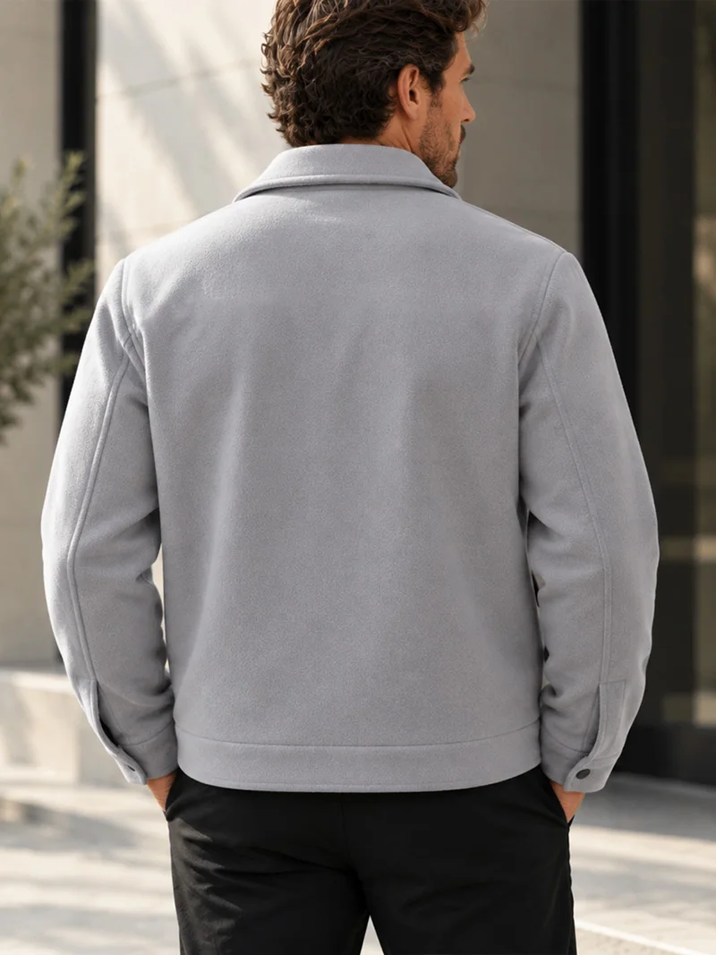 Herren Kurzarm-Hemdjacke mit Bürstenfutter, Langarm, Druckknöpfe, Lockerer Schnitt, Weich, Warm, Lässige Oberbekleidung für den Alltag, Herbst und Winter – Detail 5