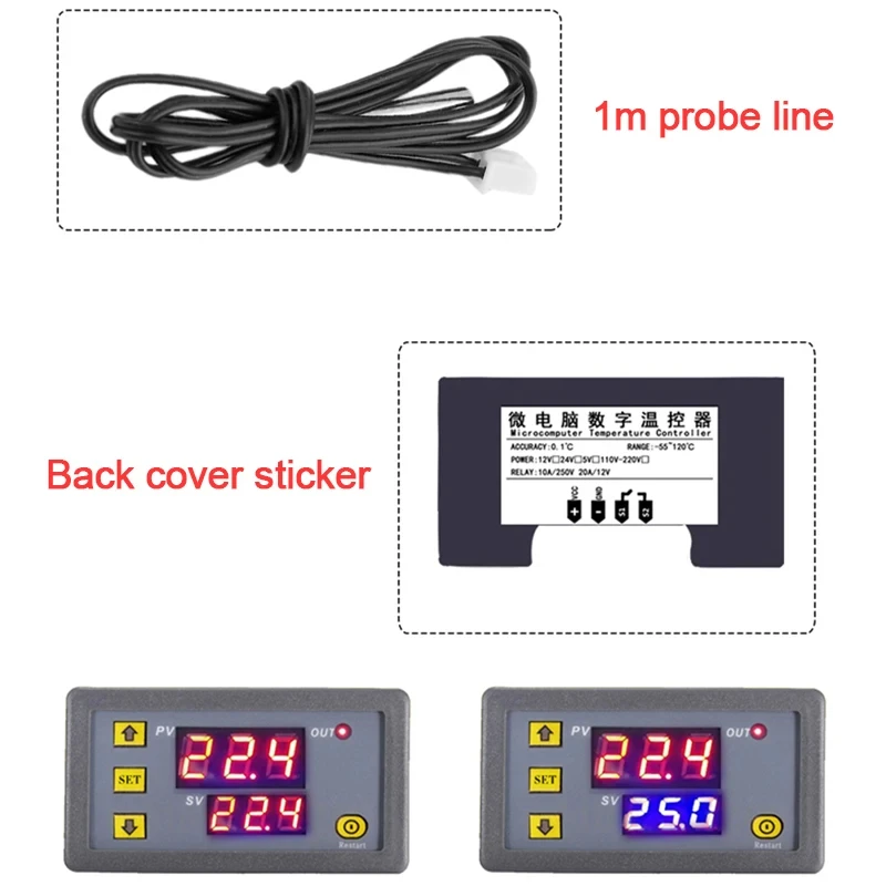 Mini regolatore di temperatura digitale DC12/24V AC110-220V regolatore termostato riscaldamento controllo raffreddamento termoregolatore con sensore