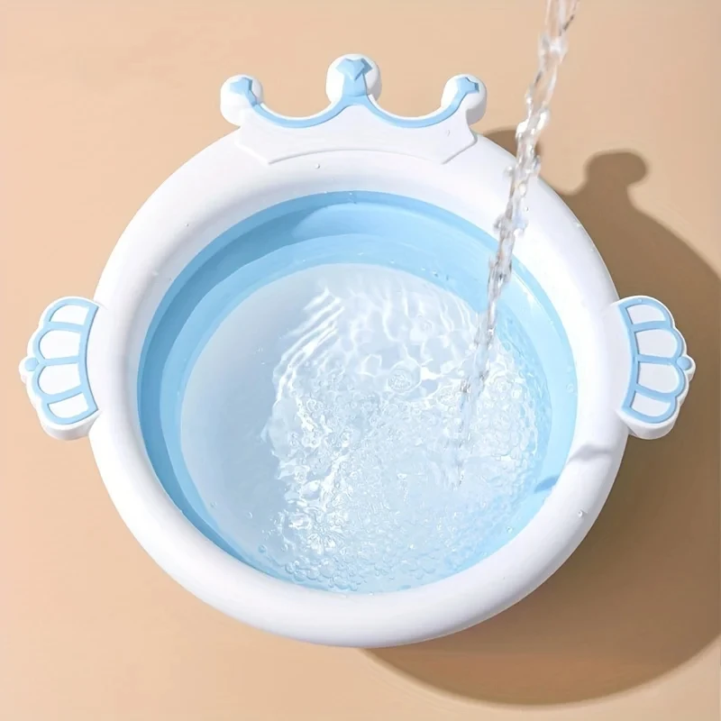 Cute Folding Baby Bath and Hangable Wash Basin Baby Cartoon Easy-to-Carry Bathtub Suitable For Travel Home Use pour soulager