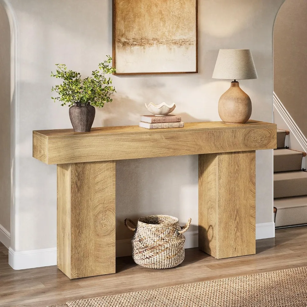 

63 Console Table for Entryway, Industrial Farmhouse Wooden Sofa Table Behind Couch, Entrance, Hallway & Living Room