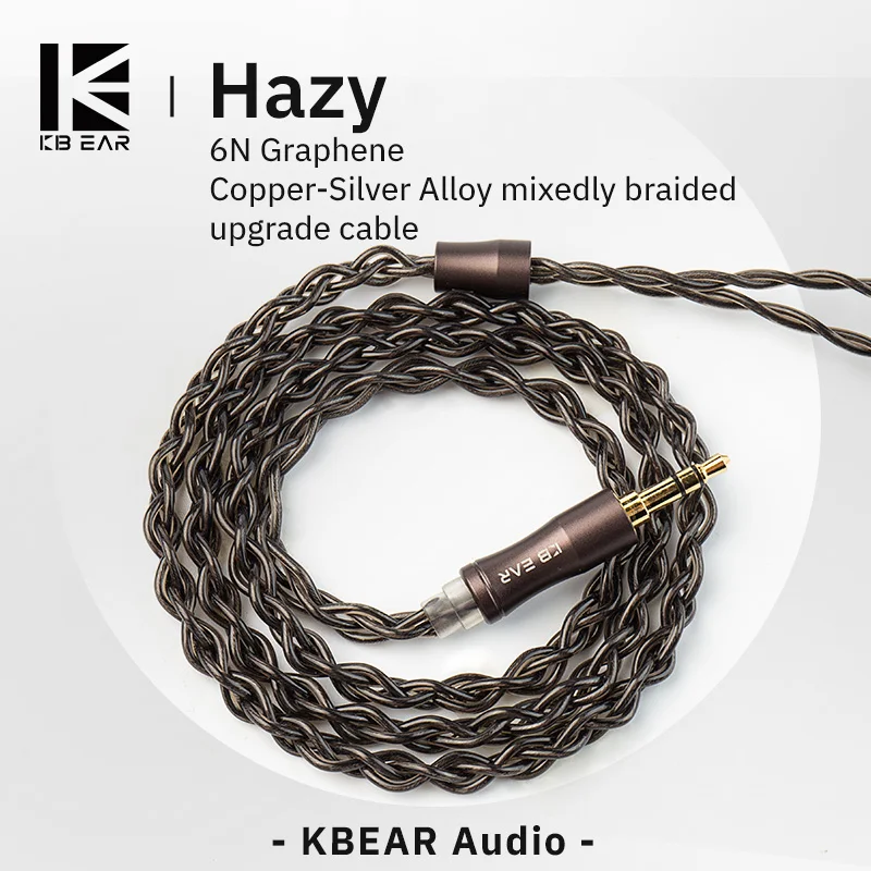 KBEAR Hazy 6N Graphene+Copper-Silver Alloy Mixedly Braided Upgrade Cable Plug Earphone Wire MMCX/2Pin Connector 3.5mm/2.5mm/4.4m