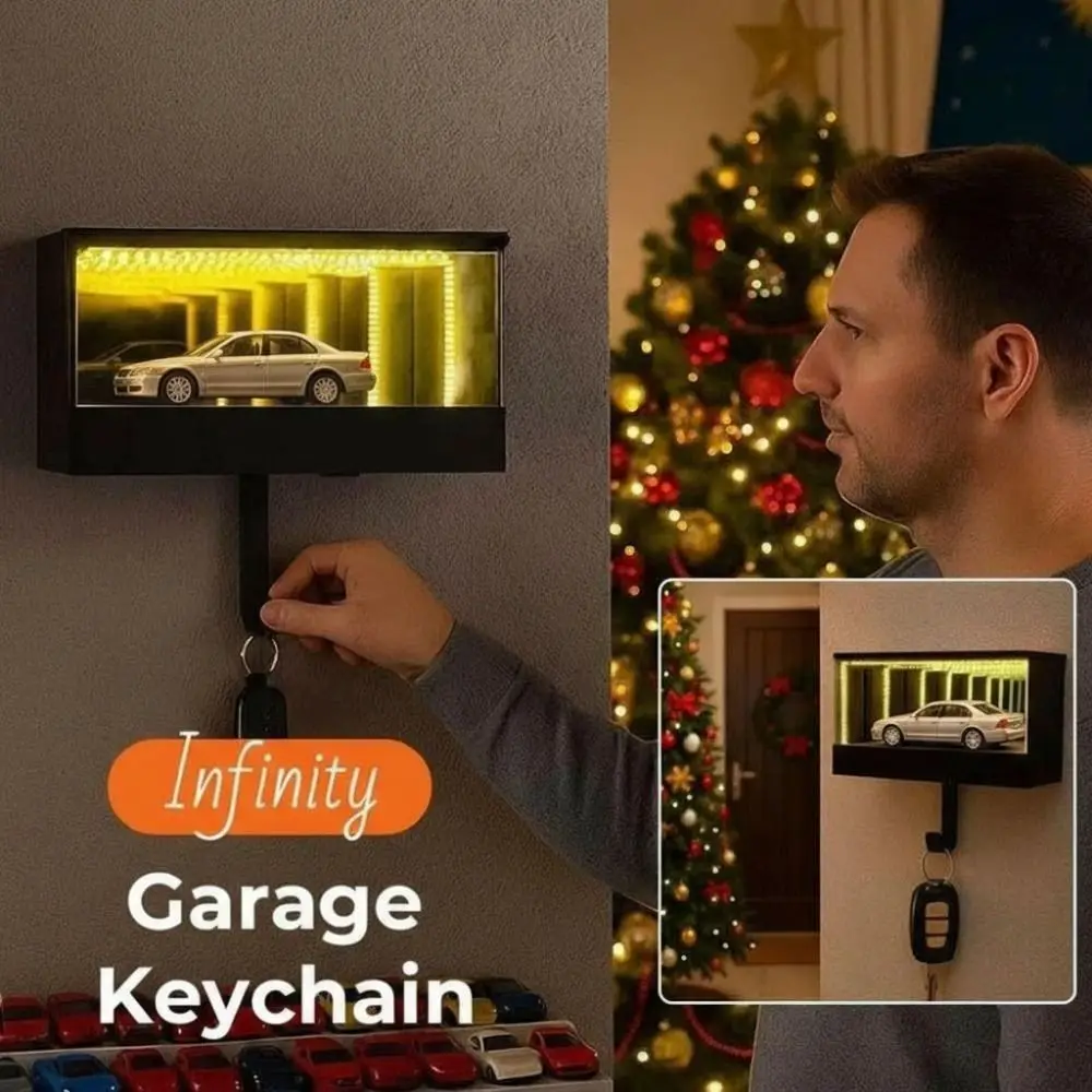 Creative Garage Key Holder Multifunctional with LED Light Wall Mount Key Storage Rack Mirrior Space-saving Car Key Hanger