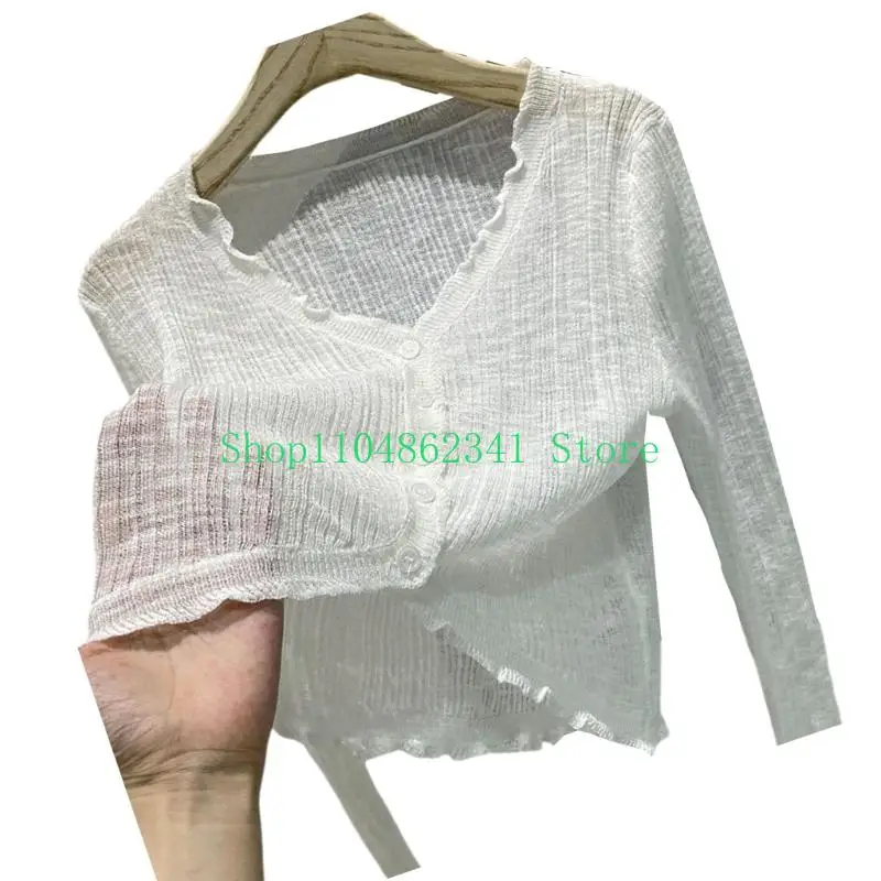 5ASD Estacky Summer Cardigan для женщин Fit Longever Lightweight Light Top Top Top Top Color V -шея в верхней одежде