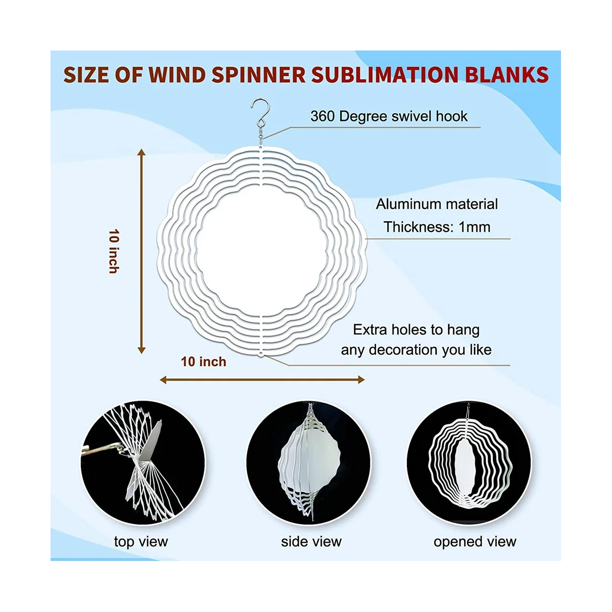 10Pcs 8 Inch Sublimation Wind Spinner Blanks 3D Wind Spinners Hanging Wind Spinners for Indoor Outdoor Garden Decoration