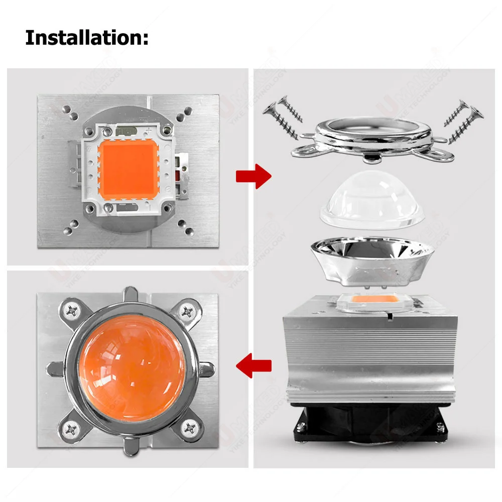 1Set Aluminium Kühlkörper Lüfter 20W 30W 50W 100W 200W LED kühler 60-90 grad 44mm Objektiv + Reflektor Halterung hotsale diy