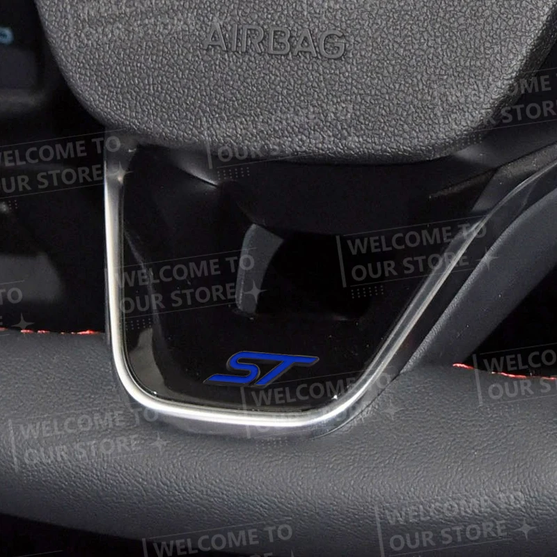 3D Metal ST Car Steering Wheel Badge Sticker Styling Interior Dekoration For Ford ST Line Mondeo Fiesta Focus F-150 Ranger Puma