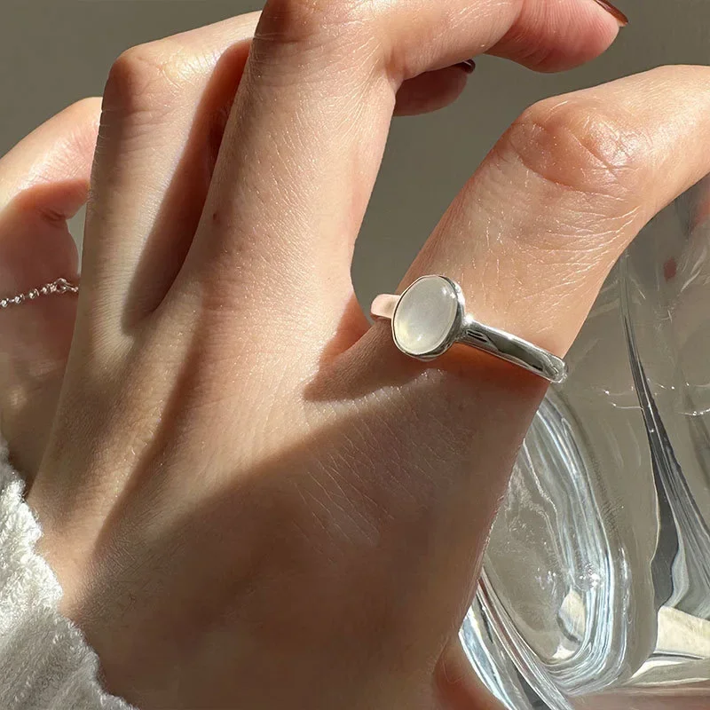 

1PC Simple Retro Rings For Women Simple Vintage Handmade Adjustable Finger Wide Stone Ring Fashion Band Female Bijoux Gift