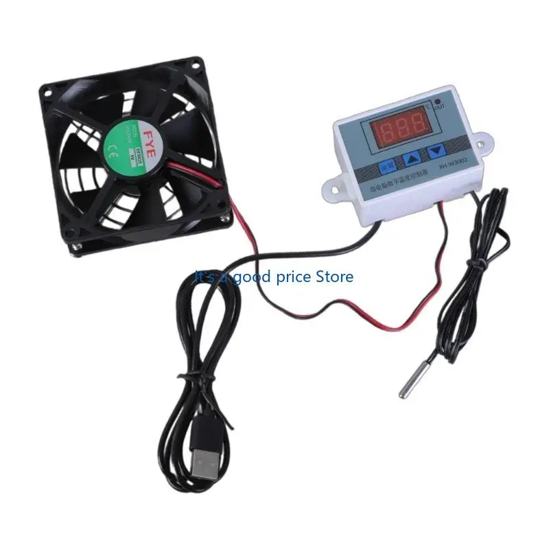 مروحة تبريد USB متعددة السرعات 80 مم لخزائن AVC مع التحكم في درجة الحرارة 7 شفرات وتدفق هواء قوي للحفاظ على المبردات