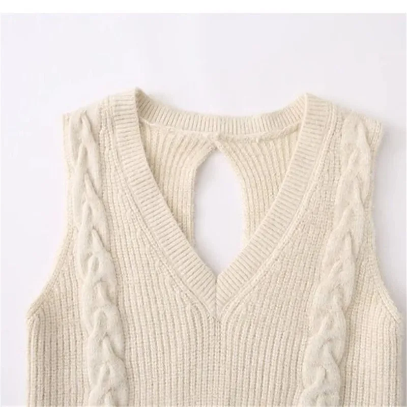 Carino maglione gilet donna pullover lavorato a maglia top donna autunno nuova moda vintage scollo a V senza maniche giacca corta gilet T941