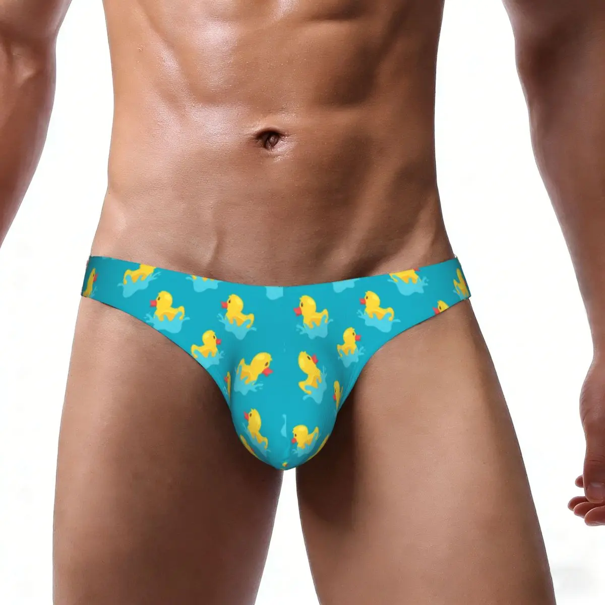 Men's Sexy Briefs Breathable Bikini Cartoon Duck Background Men Underpants Low Cut Man Underwear Panties