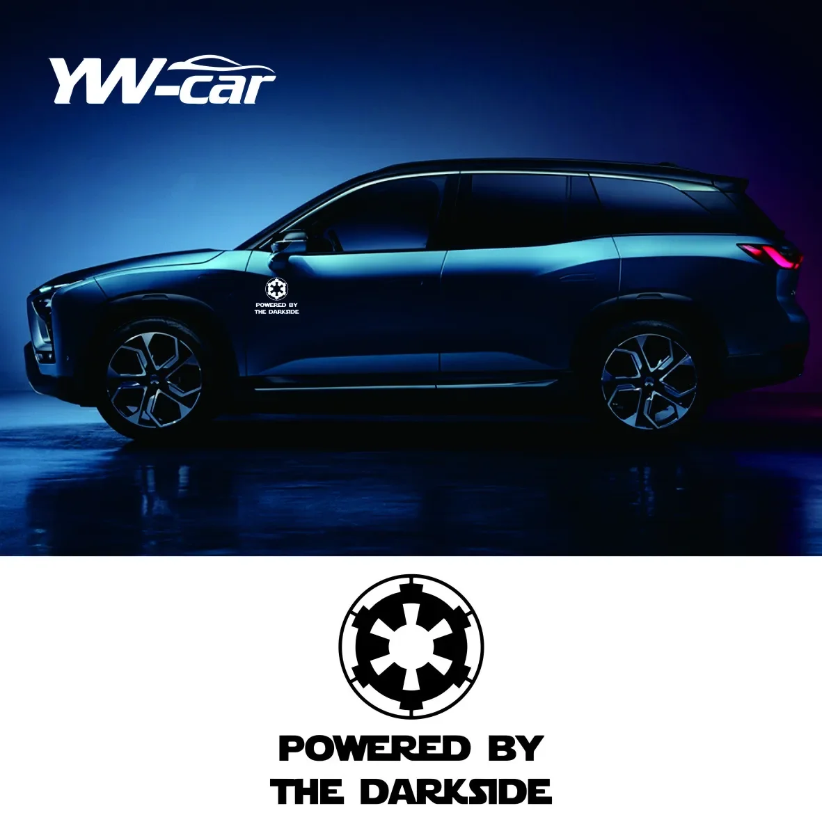 25cm wide Powered By the Darkside Galactic Empire Text Sticker Car Decal Waterproof Sticker Car Window Decor Pattern