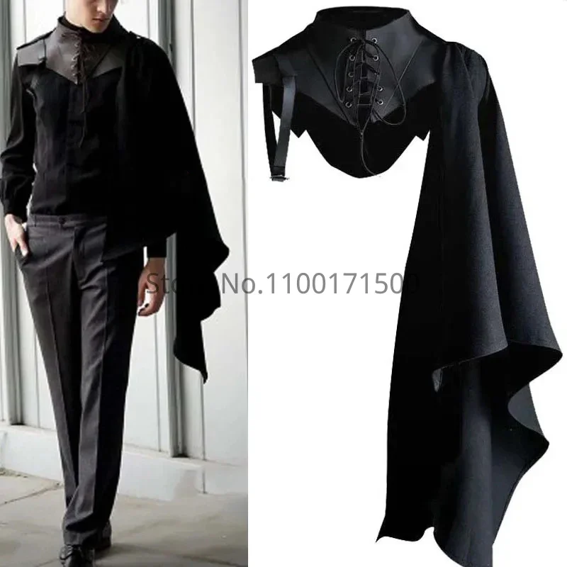 Mittelalter liche Party Cosplay Kostüme Männer Gothic Knight Single Sleeve Schal Rüstung Piraten Halloween Umhang Kapuze Umhänge Soldat Tops