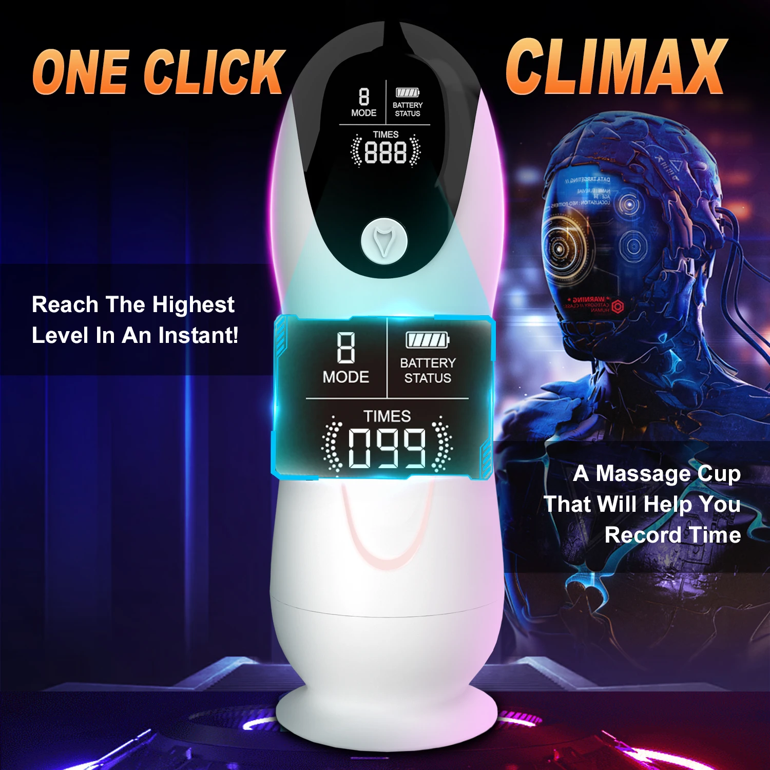 Portable Men's Aircraft Cup with LCD Display 8 Adjustable Frequencies Male Masturbator Vacuum Covered Male Pleasure Cup Male Sex