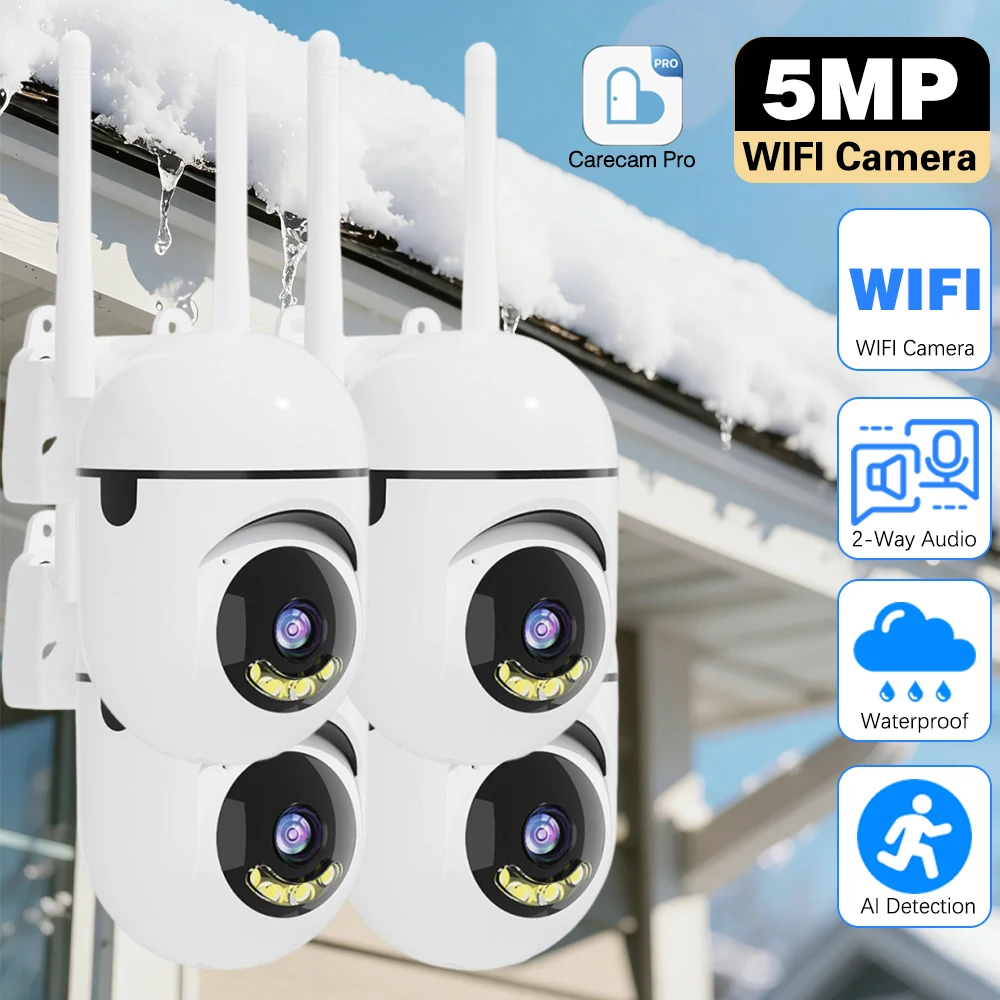 

Мини-камера с автоматическим отслеживанием, 5 МП, беспроводная Wi-Fi IP PTZ-камера с полноцветным ночным видением, обнаружением движения, двусторонней аудиосвязью и приложением Carecam Pro