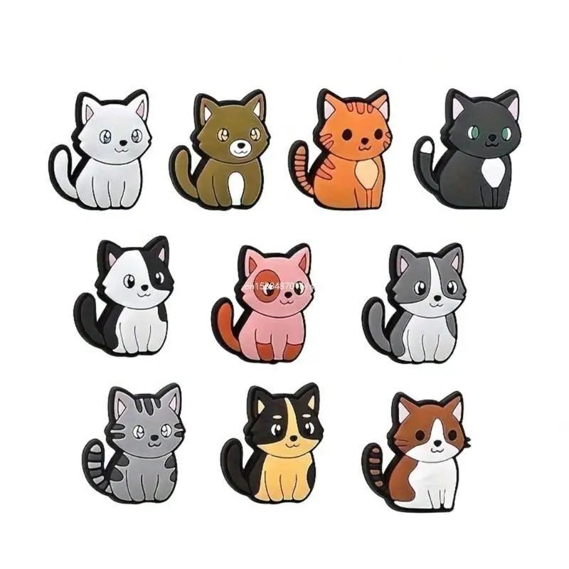 10 pçs silicone gatos grânulo artesanato solto grânulo para chaveiro pingente colar kits dropship