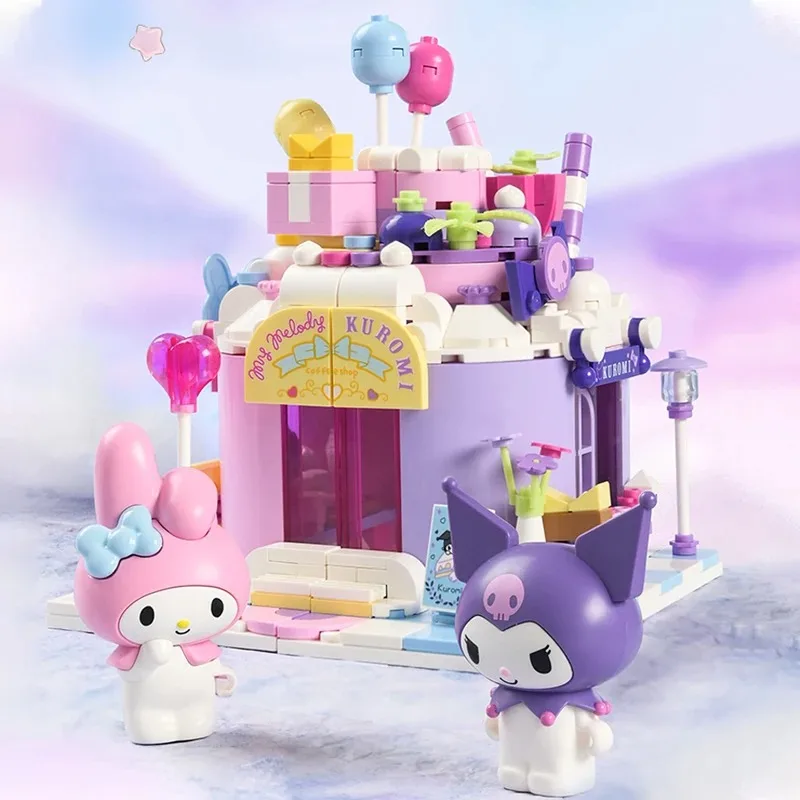 

Sanrio Assembled Toy Building Blocks Kuromi Cinnamoroll Mymelody Model Educational Game Graphics Cartoon Building Blocks