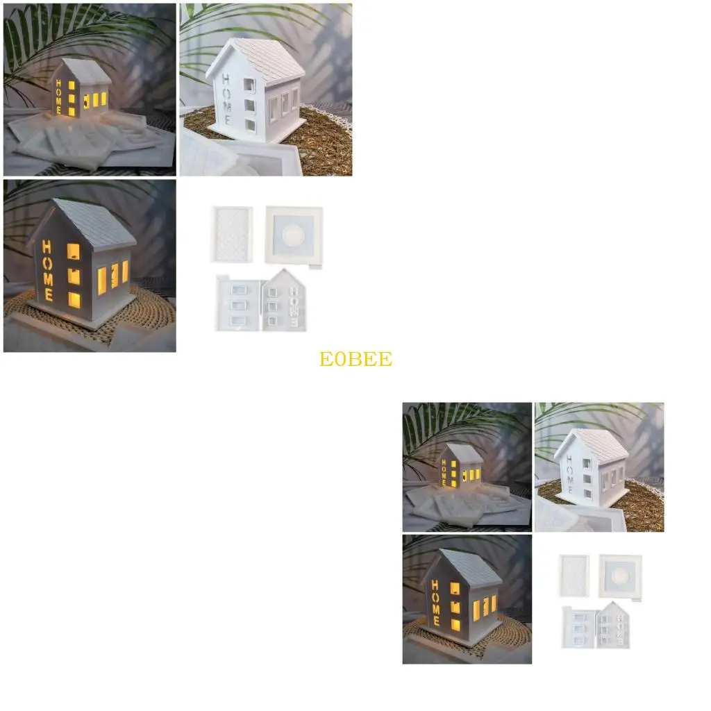 

E0BE House Shaped Holder Mold Candlestick Silicone Tealight Holder Resin Molds