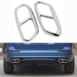 For Volvo XC90 S90 XC60 2014-2019 Car Rear Dual Exhaust Muffler End Pipe Stickers Cover Trims Accessories Stainless Steel 2PCS