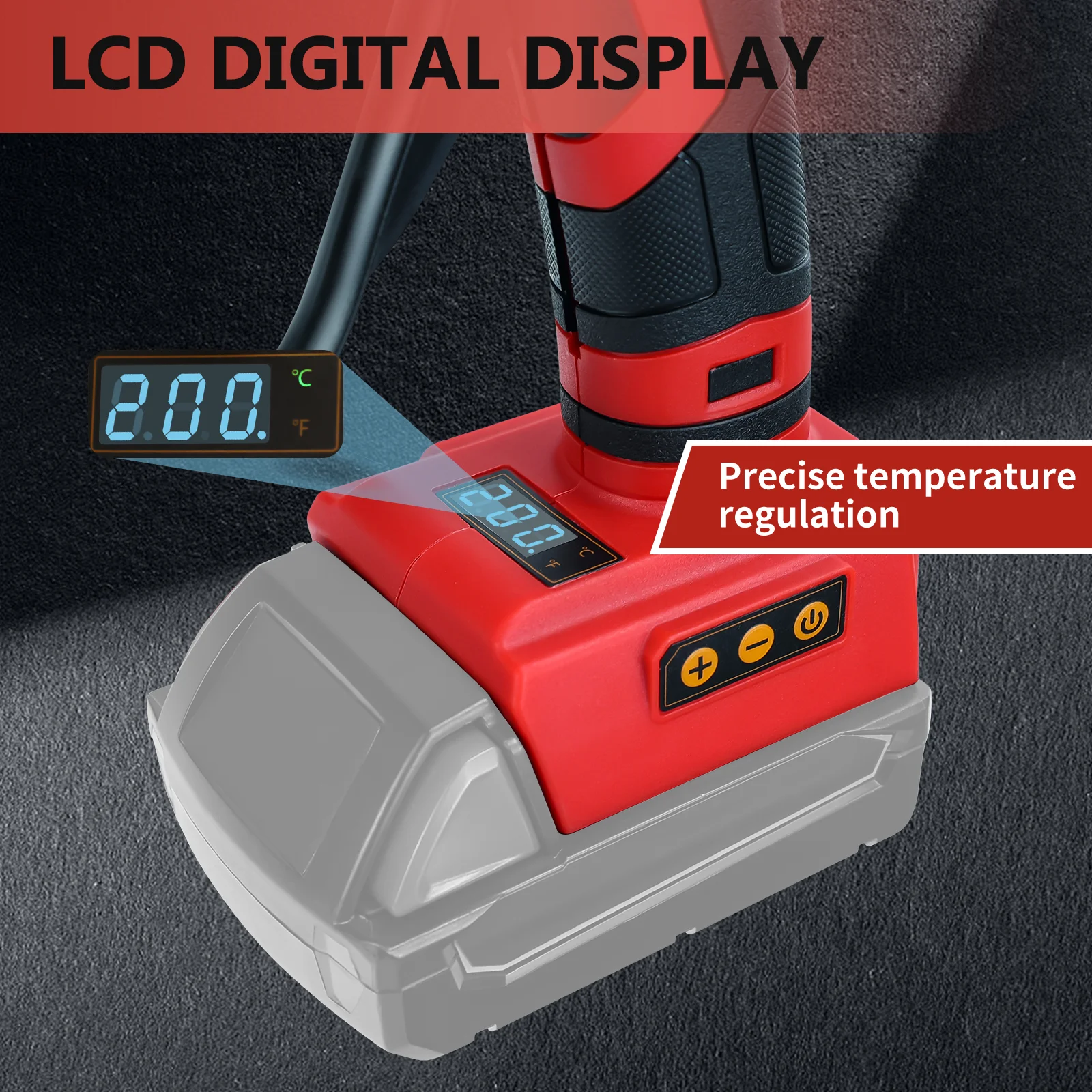 مسدس صمغ يسيح بالحرارة لاسلكي 100 وات 100 ℃ -200 ℃   شاشة LCD رقمية مع 10 قطع 11 ملم عصي غراء لبطارية ميلووكي 18 فولت (بدون بطارية)