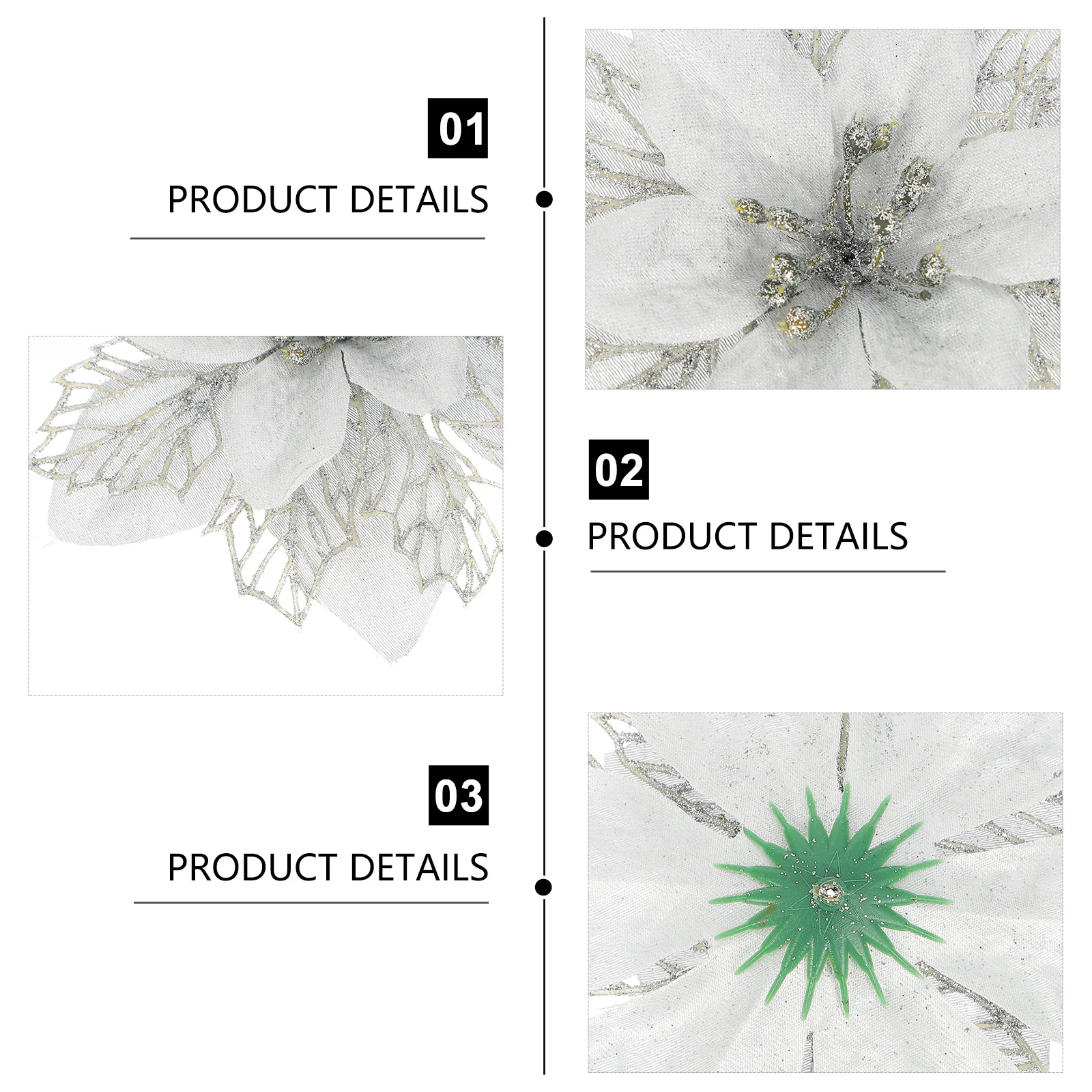 

10Pcs Christmas Fake Flower Decoration Gold Powder Artificial Simulation Floral Props Party Adornment Xmas Tree Supplies