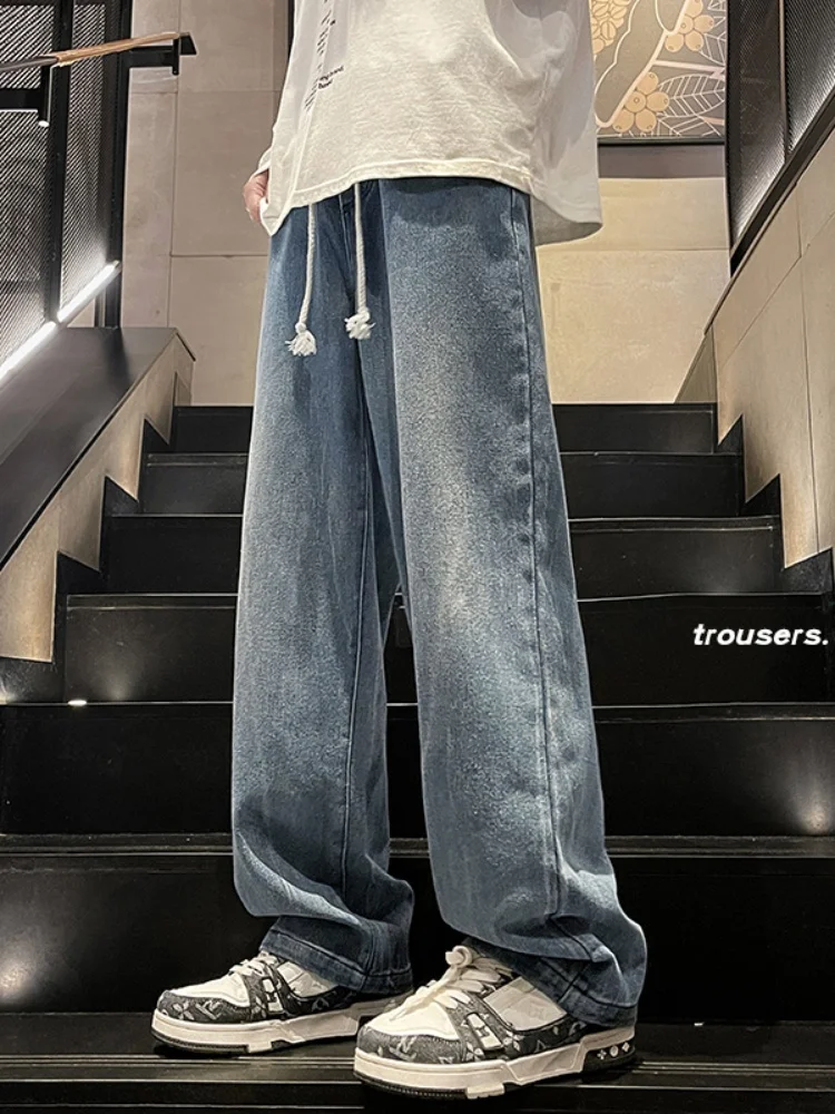 

Мужские джинсы Waed Vintage Dstring Denim в американском стиле High Street, прямые широкие брюки в стиле хип-хоп, осенняя новинка