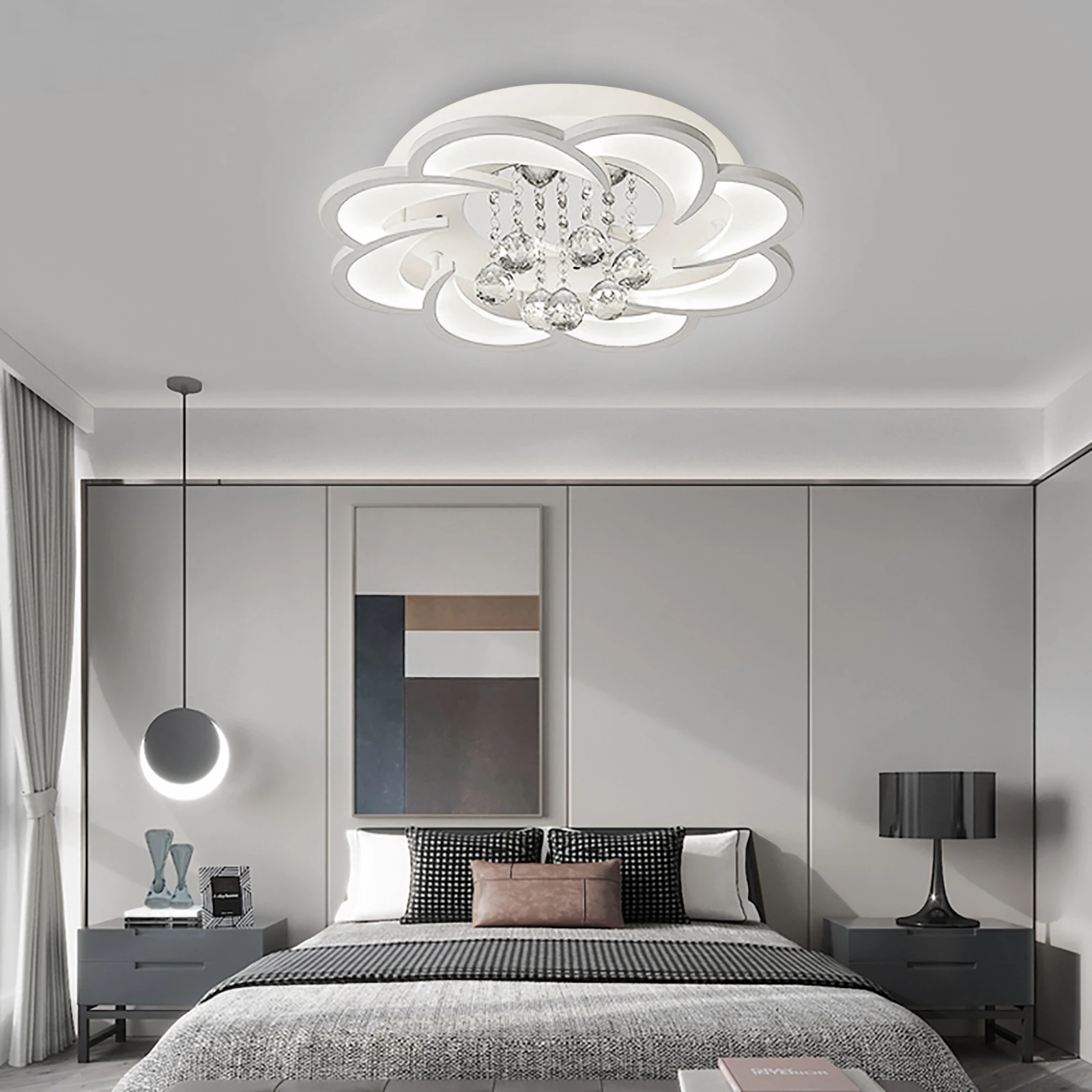 

Modern Flower-Shaped Ceiling Light, 52cm/20.5in White LED Ceiling Lamp for Bedroom, 6000K Cool White, 26W 1560LM Bright Light