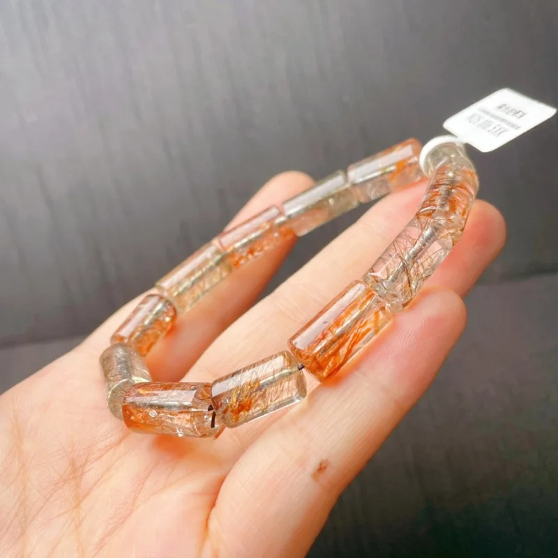 

Natural Black Gold Super Seven Quartz Bucket Bead Bracelet Gemstone Bead Strings Fashion Beautifully Jewelry Gift 1PCS