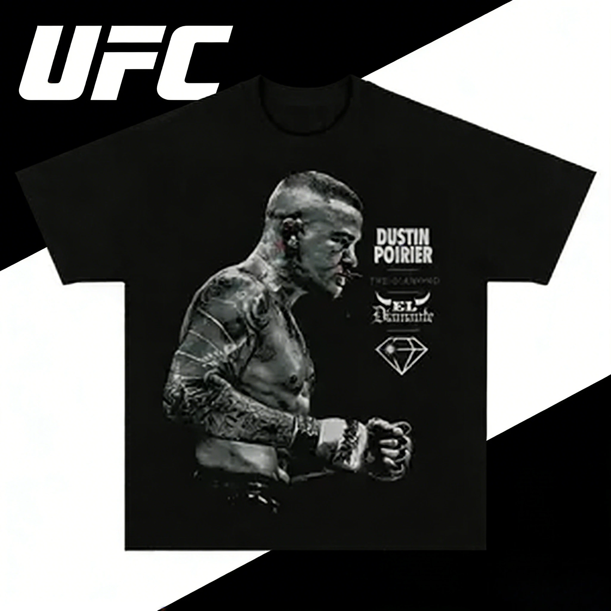UFC Dustin Poirier 2025-26 verano puro algodón 100% impreso suelta Casual moda camiseta adecuada tanto para hombres como para mujeres